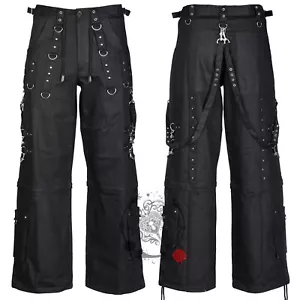 Men Gothic Black Cargo Trouser Punk Baggy Bondage Style Pant - Goth Cargo Shorts - Picture 1 of 3