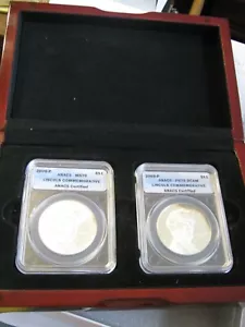 2009 Set ANACS CERTIFIED Lincoln Commemorative Silver Dollars MS70 & PF70 DCAM - Picture 1 of 15