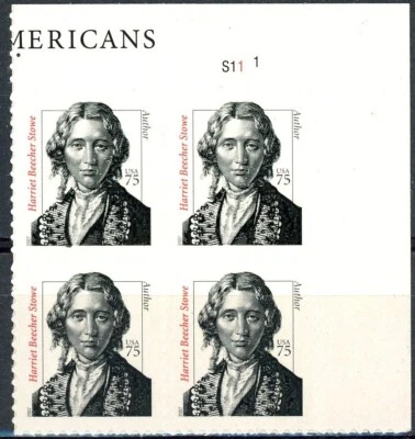 HARRIET BEECHER STOWE MNH Plate Block of 4 UR Plate S11 1 MNH Scott's 3430 - Image 1 of 2