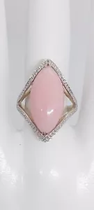 PINK Coral Diamonds 14k Yellow Gold Ring.  Coral Diamond Yellow Gold Ring. - Picture 1 of 15