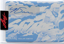 2023 LEAF METAL FOOTBALL NOLAN SMITH ROOKIE CYAN PRINT PLATE AUTO SIGNATURE 1/1