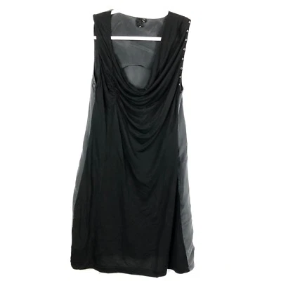 Vestido feminino tamanho S pequeno seda viscose preto drapeado enfeitado Edun sem mangas - Imagem 1 de 4
