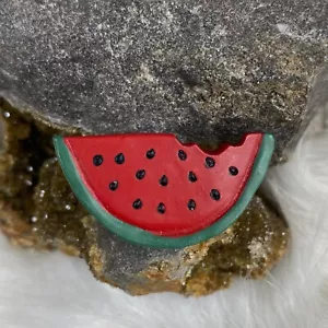 Watermelon Brooch w/ Bite Plastic Summer .75" X 1.25" - Picture 1 of 4