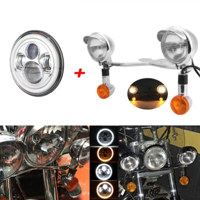 Faro LED de 7" y paso antiniebla para Honda Shadow Aero Ace Phantom VLX VT 750 1100 Foto 1 de 4