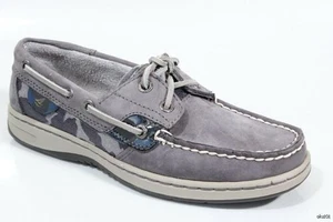 Nuevos zapatos planos de barco SPERRY Top-Sider para mujer ""Bluefish"" gris cuero talla 5 - Imagen 1 de 2