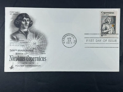 US FDC 1973 Nicolaus Copernicus 8¢ 500th Anniversary Polish Astronomer a991 - Image 1 of 2