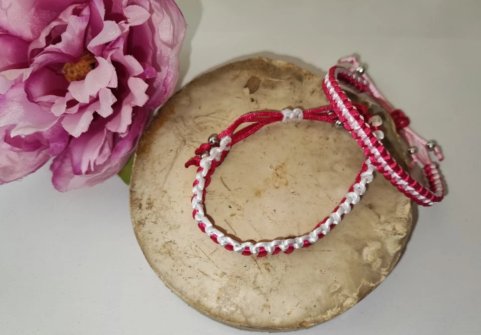 Makramee Armband handgeknüpft Kinder Erwachsene Geschenk pink - Bild 1 von 1