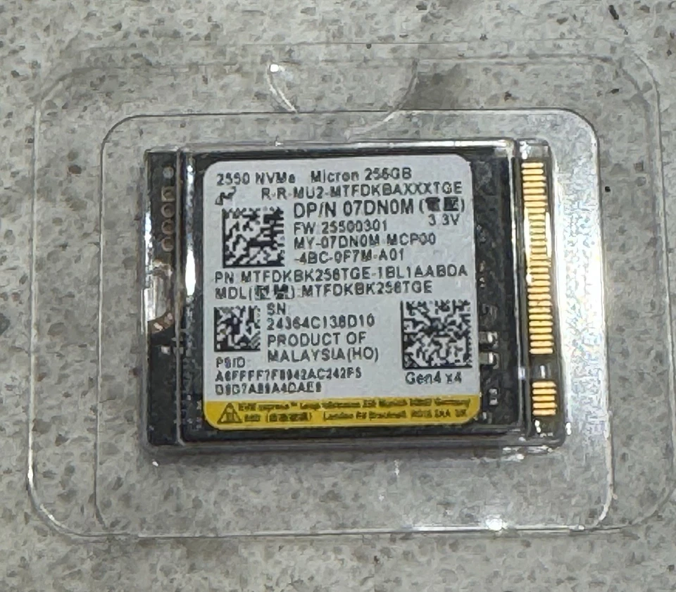 Micron 2550 256GB SSD M.2 2230 NVMe PCIe Gen4x4 MTFDKBA256TGE - Image 1 of 1