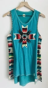 Double D Ranch Women's Embroidered Southwest Embellished Western Aztec Top M - Picture 1 of 8
