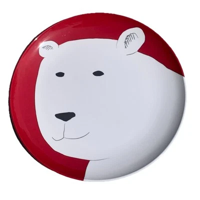Crate & Barrel RARE 2014 Replacement Polar Bear Easy Care Red Melamine 9" Plate - Image 1 of 4