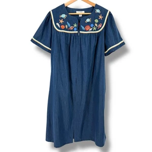 Go weich Denim bestickt Schildkrötenpanzer Terrassenkleid Gr. Large Sea Life durchgehender Reißverschluss - Bild 1 von 10