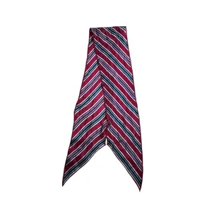 Oscar de la Renta Red Purple Turquoise Striped 100% Silk Bias Oblong Scarf 64” - Picture 1 of 4
