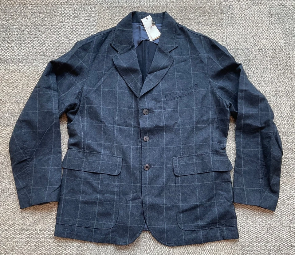 RRL Ralph Lauren Linen Cotton Wool Unconstructed Windowpane Sport Coat-XXL - Image 1 of 4