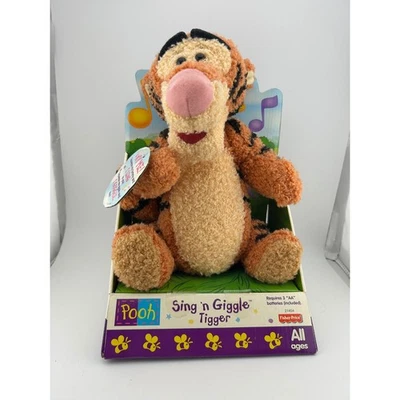 老式 Fisher Price 迪士尼小熊维尼唱歌 n Giggle 跳跳虎毛绒玩具互动 — 第 1/4 张图片