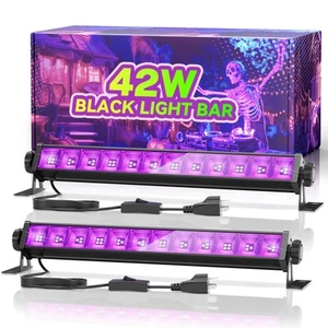 2 Pack 42W LED Black Light Bar, Blacklight with 6FT Cord+Switch+Plug, Glow in... - Picture 1 of 7