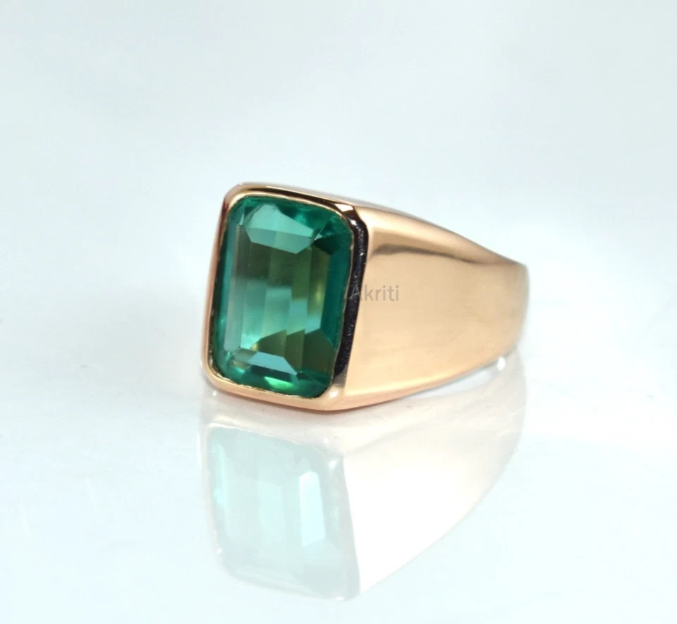 Charmoso anel de cobre esmeralda feito à mão moda aparência suave fina criado em laboratório - Imagem 1 de 4