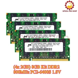(4x 2GB) 8GB Kit DDR2 800MHz PC2-6400S 1.8V Laptop Memory SO-DIMM RAM For Micron - Picture 1 of 6