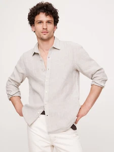 NUEVA Camisa Banana Republic M de Lino Ajuste Estándar Beige Mediano #871246 - Imagen 1 de 5