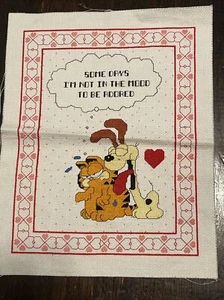 80's Garfield Cross Stitch Some Days I'm Not in the Mood to be Adored COMPLETED - Picture 1 of 7