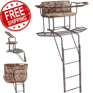 20 Feet Tall 2 Man Tree Stand Hunting Blind Deer Wrap a Round Double Rail Ladder - Picture 1 of 24