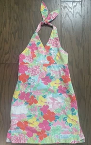 Lilly Pulitzer Halter Shift Lined Girls Dress Pink Multi Floral Tropical Size 8 - Picture 1 of 5