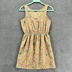 Forever 21 Kleid Damen klein braun Mini Blumen A-Linie Herzausschnitt ärmellos - Bild 1 von 12