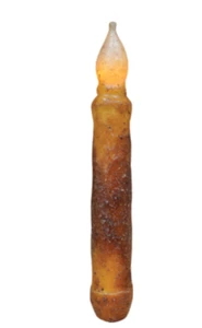 Burnt Mustard LED Taper Candle, 6" Primitive LED Taper Candle, Pack of 4 - Picture 1 of 1