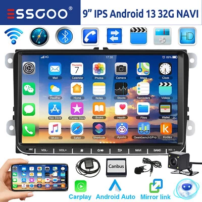 Für VW GOLF 5 6 Touran Tiguan EOS 32G Android 13 Carplay Autoradio NAVI +MIK KAM - Bild 1 von 4