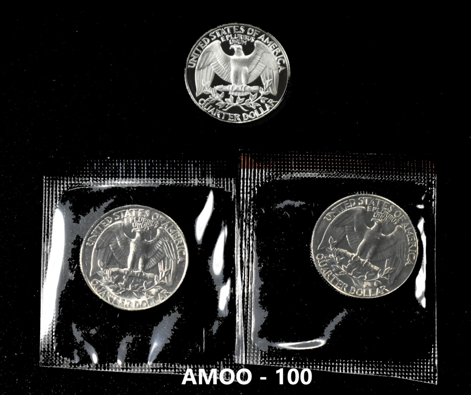 1996 P D S Proof and 2 Uncirculated B.U. Washington Quarter U.S. Mint 3 Coin Set - Image 1 of 1