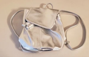 Silver 8" Backpack Tote Purse - PreOwned - Picture 1 of 4