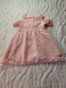 Tahari Girls Dress Sz 5 Pink Gauze Eyelet sundress cold shoulder - Picture 1 of 10