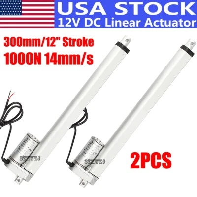 Juego de 2 actuadores lineales 1000N 12" carrera 220 libras elevación máxima 12V motor eléctrico SJ Foto 1 de 4