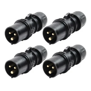 4x PCE 230V 16A Negro Macho Enchufe Tipo IP44 - Imagen 1 de 3