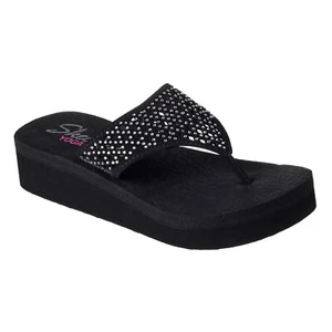 New Womens Size 6 Skechers 38648 VINYASA Rhinestone Flip-Flop Sandal Black - Picture 1 of 1