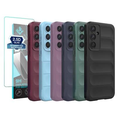 LBH TEC-EXPERT Handy Hülle für Samsung Galaxy A55 5G Grip Case Cover Schutzhülle 9H Displayglas