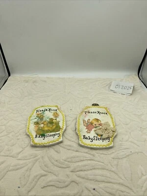 2 letreros colgantes de madera para puerta de bebé hechos a mano vintage para dormir por favor Foto 1 de 4