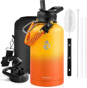 Insulated Water Bottle 64 oz, Triple Wall Vacuum Stainless Steel Cold for 48 Hrs - Picture 1 of 12