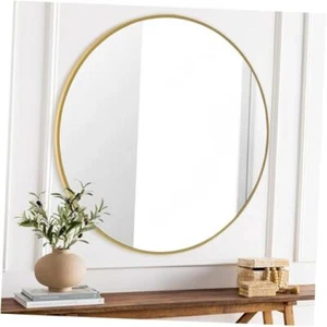 Round Bathroom 36 Inch Mirror,Circle Wall Modern Mirror for 36"L x 36"W Gold - Picture 1 of 8