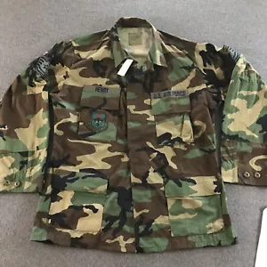 NEW US Military Woodland BDU Camo Shirt Mens Large Long PATCHES Coat Combat 6046 - Picture 1 of 10