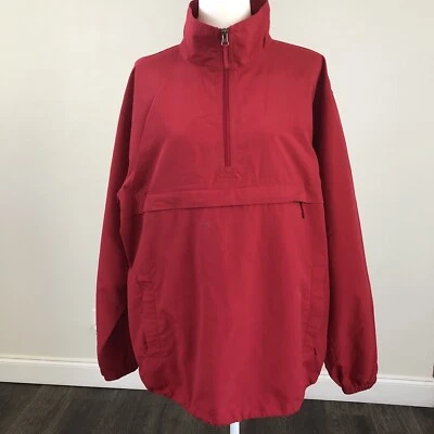 LANDS' END Women’s Red LS Zipped 1/4 Zip Pockets Shirt Windbreaker Jacket L(2XL) - Image 1 of 4