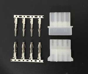 5 Sets Male&Female 4P 4 Pin White Molex PC Power Connector Mod DIY Crimp Plug - Afbeelding 1 van 5