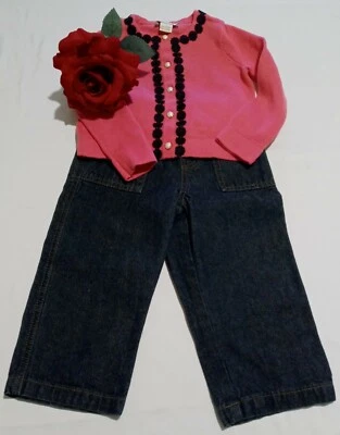 KATE SPADE New York Pink Cardigan Sweater & CIRCO Blue Jeans Size 2 Foto 1 de 4