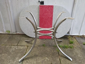 Vintage 1960 Mid Century Modern Gray Red Formica Chrome Dinette Diner Dining Kit - Picture 1 of 7
