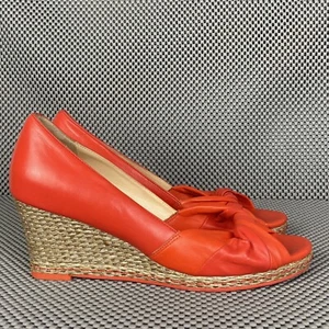 Cole Haan Ava Wedge Sandals Womens Size 8B Orange Espadrille Open Toe - Picture 1 of 11