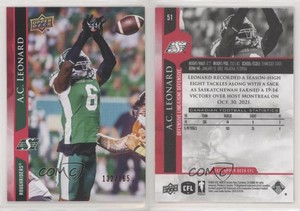 2021 Upper Deck CFL Red /165 AC Leonard #51
