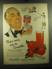 1949 Campbell's Tomato Juice Ad - They're coming back to Campbell's