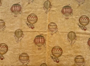 Olde Time Balloons Beige/Brown One Scrap 37"x 55” One-Sided Thick Cotton Fabric - Picture 1 of 5