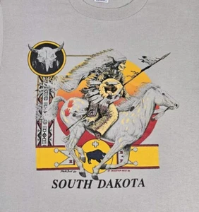 Vintage 1989 Keith Bost South Dakota Native American Single Stitch T-shirt Large - Picture 1 of 12