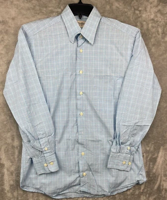 Camisa informal Gitman Bros. para hombre mediana azul blanca a cuadros con botones manga larga Foto 1 de 4