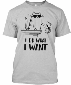 T-shirt maglietta Cat i Do What I Want made in USA taglia dalla S alla 5XL - Foto 1 di 1